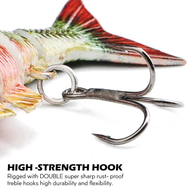 Hanlin 8cm 14.5g Esche da Pesca Multi-Articolate Affondanti Tipo Shad Wobbler Corpo Duro Swimbait Realistico Pesce Sole Bass Attrezzatura