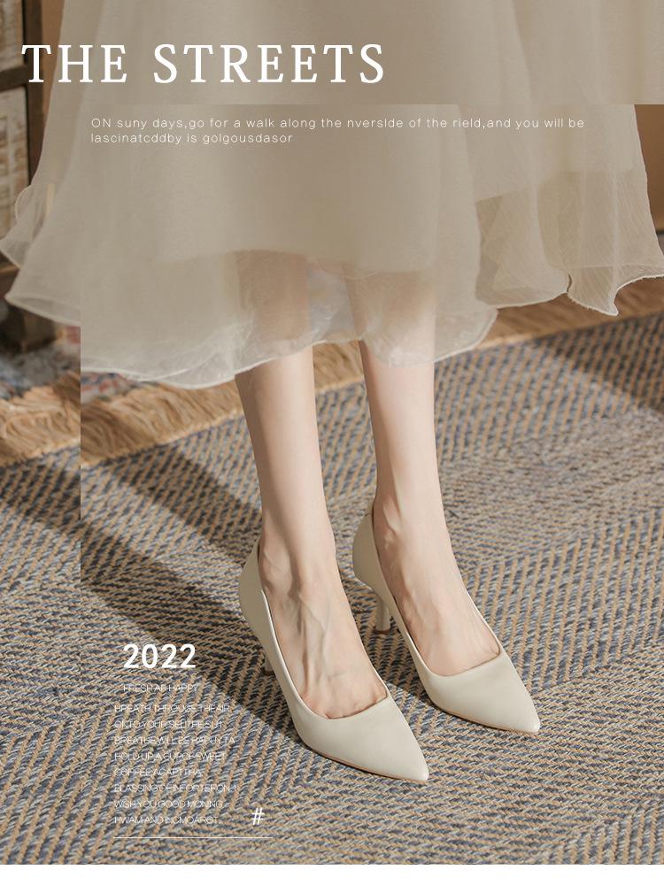 2025 Spring/Autumn Women's White Stiletto High Heels – Elegant and Comfortable