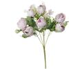 7 Peony Buds Artifiical Flower Branch 30cm Height Flexible Stems Roses Fake Flower with Green Leaves Wedding Bouquet