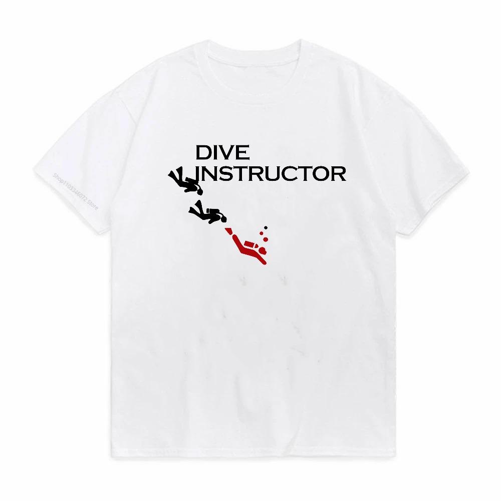 Creative Summer Pure Cotton SweatAbsorbing Scuba Dive Instructor Print TShirt Unisex Short Sleeve S