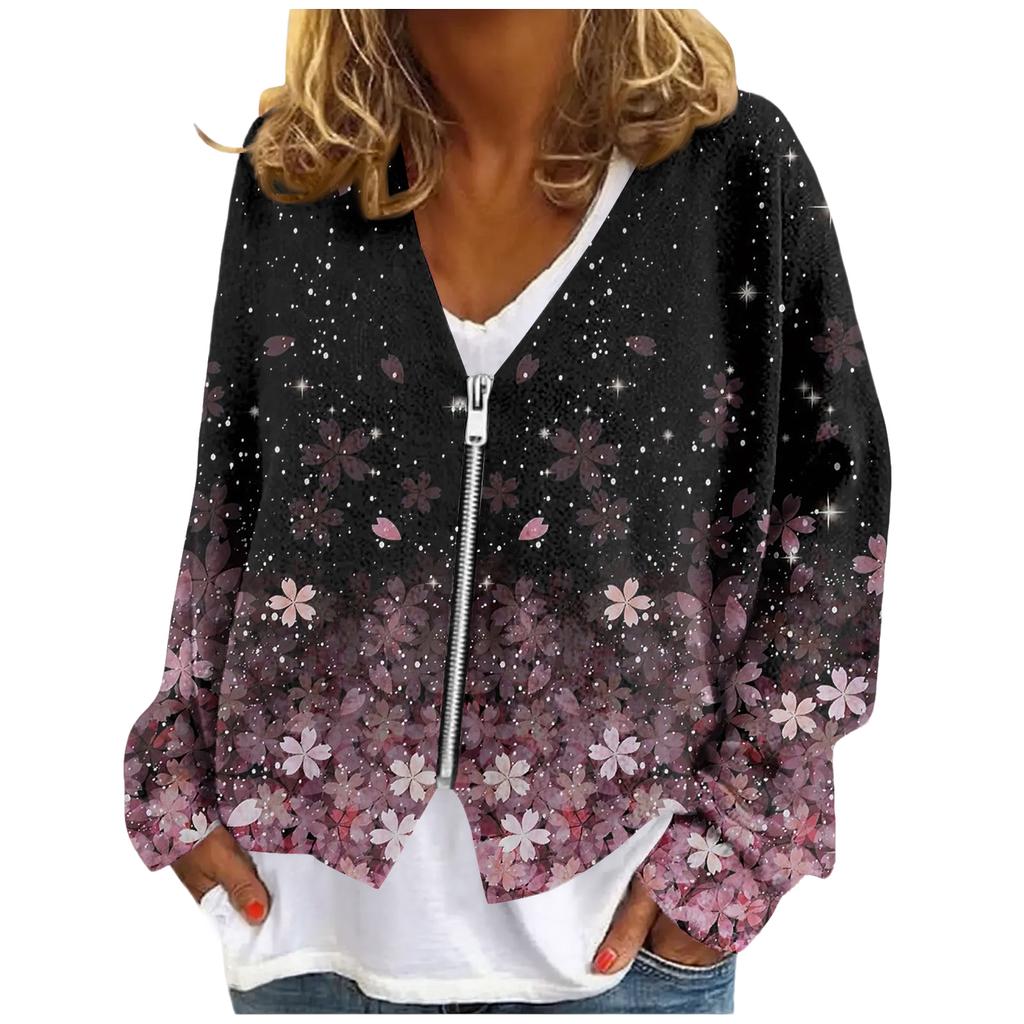 Womens Zip Up Sweaters Sweatshirts Long Sleeve Oversized Jackets Soft Casual Loose Tunic Tops