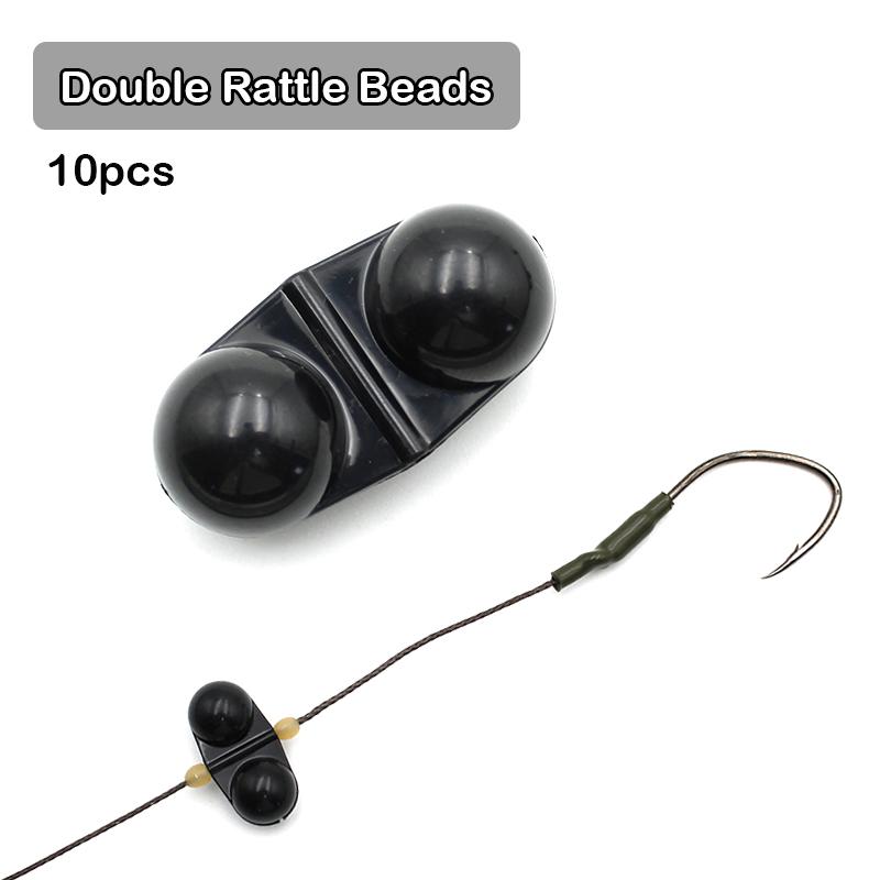 10pcs Fishing Double Rattle Beads Catfish Rig Catfishing Tackle Portable Plastic Fishing Attractants Beads Bells Accessory