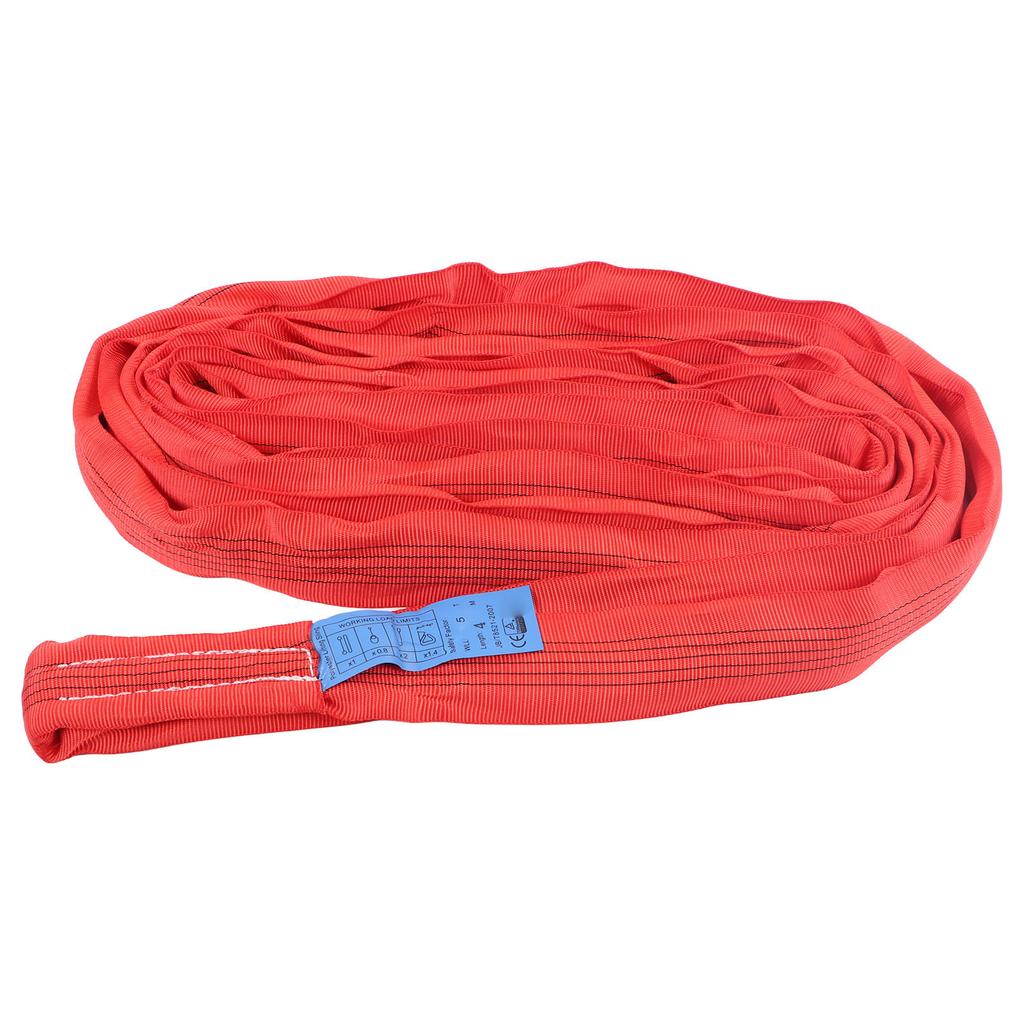 Pas Płaski do Podnoszenia 5T z Podwójną Pętlą Poliestrowa Taśma Zawiesie Dźwigowe 4 Metry Czerwony