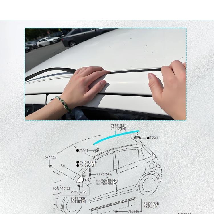 Original Design Links Rechts Auto Dach Wasserabweiser Kanal Dichtung Formteil Zierleiste Ersatzteil 75551-0D132 75552-0D082