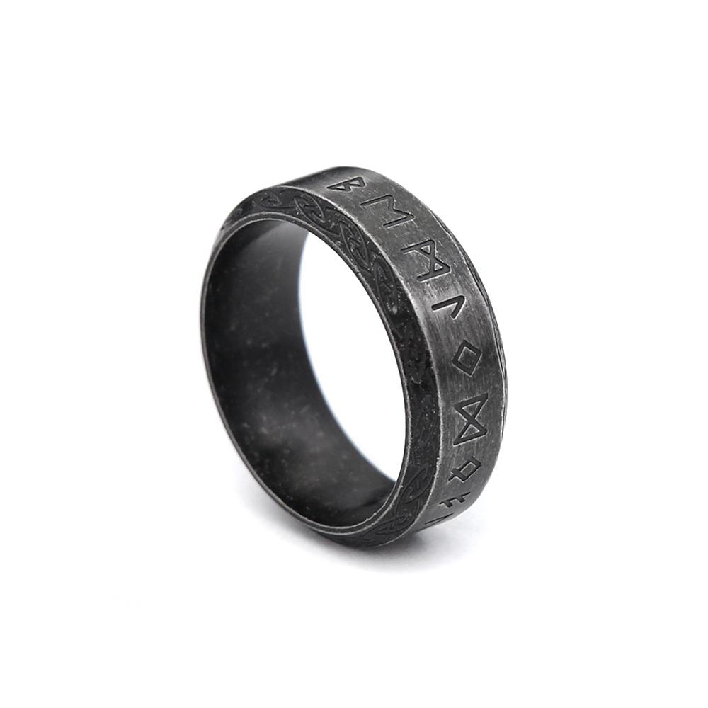 Bague Rune Viking Odin Norse Vintage Punk Simple Acier Inoxydable Bagues Lettres Viking Pour Hommes Femmes Amulette Bijou Cadeau