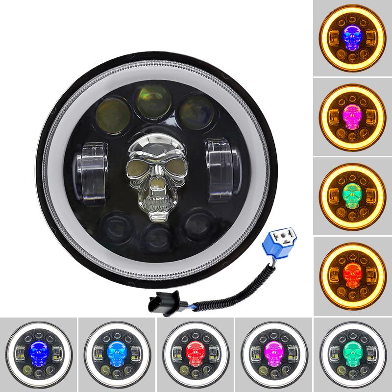 

Фара для мотоцикла 5,75 дюйма, круглые светодиодные фонари с ангельскими глазками для черепа, передние фары для мотоцикла, лампа дальнего ближнего света 160 Вт 6500k 1 piece