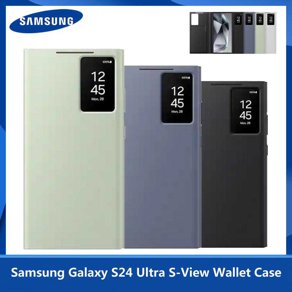 Original Samsung Galaxy S24 Ultra SM-S928B S-View Wallet Case Cover Card Holder Pocket Protective Cover with Smart Small Screen View For S24 Ultra
