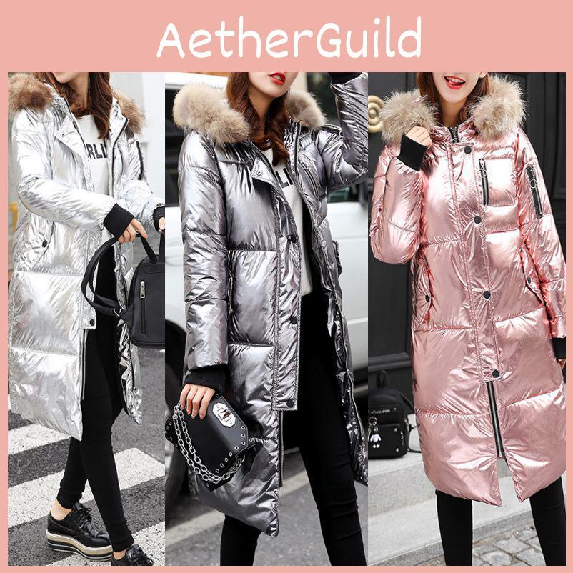 Shiny Women Thicken Long Down Coat Hooded Winter Snow Puffer Parka Padded Jacket