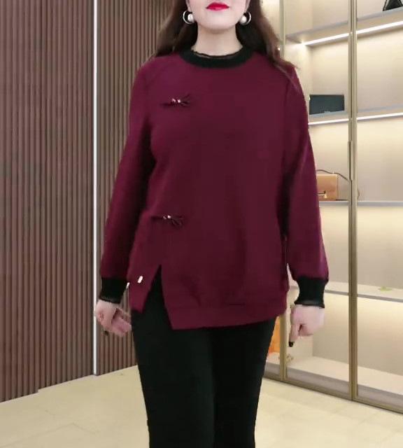 

Осенне-зимний согревающий свитшот большого размера для женщин среднего возраста - Повседневный национальный стиль с застежкой-пуговицей XL (recommended weight 120-140 jin)