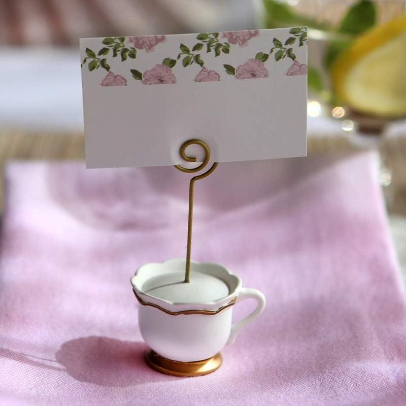WTEMPO Creative Teapot/Teacup Shaped Design Card Holders Office Business Note Holders Home Message Holders DIY Photo Holders Seat Number Holders