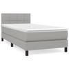 3140025 vidaXL Lit à sommier tapissier avec matelas Gris clair 90x200 cm Tissu