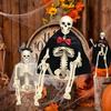 Yousheng Halloween Skeleton Bride Groom Statue 15 Inch Plastic Posable Skeleton Wedding Couple Hanging Ornament with Veils Robe for Haunted House