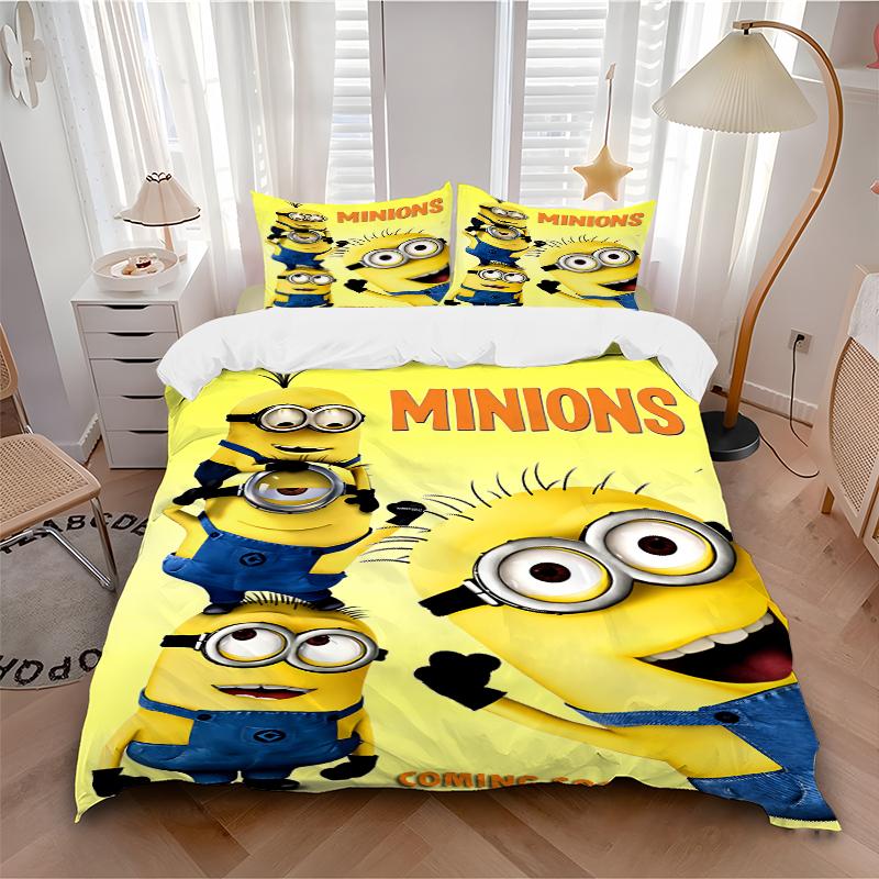 3Pcs Minions Movie Poster Bedding Sets For All Sizes New 3D Printed Bed Cover Comforter Duvet Cover Pillowcase Bedroom Decoration