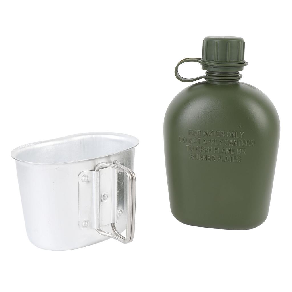 Outdoor Canteen Kit PE 1L Canteen Water Bottle with Bottle Pouch and Cup for Camping Hiking Backpacking