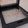 1Pair Pink Zircon  Stud Earrings Mini All-Match Ear Bone Nail With Turnbuckle For Women Girls Party Fine Jewelry Gift