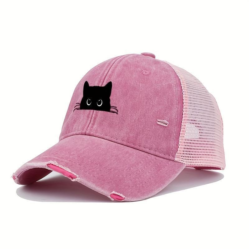Casual Black Cat Printed Baseball Cap for Truck Drivers, Breathable, Lightweight,versatile,retro Vintage Vintage Duck Tongue Cap