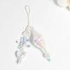Unique Ocean Style Clear Sparkling Beaded Earphone Holder Chain Featuring Seashells Pearls Accent And Phone Decoration