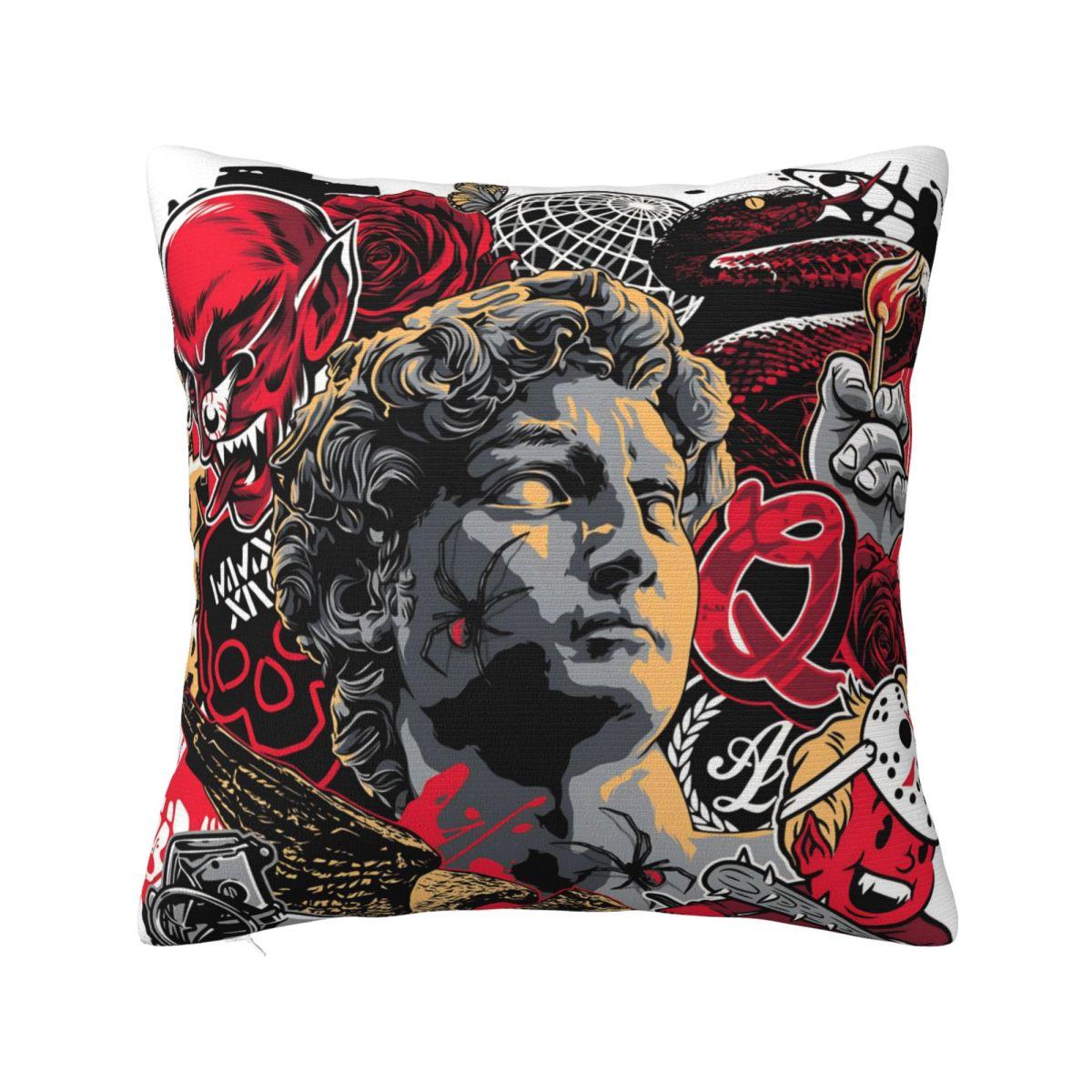 

Queens Of The Stone Age Music Band Pillow Cover American Rock Music Pillow Case For Office Car Cushion Cover Soft Pillowcases 12x12Inch