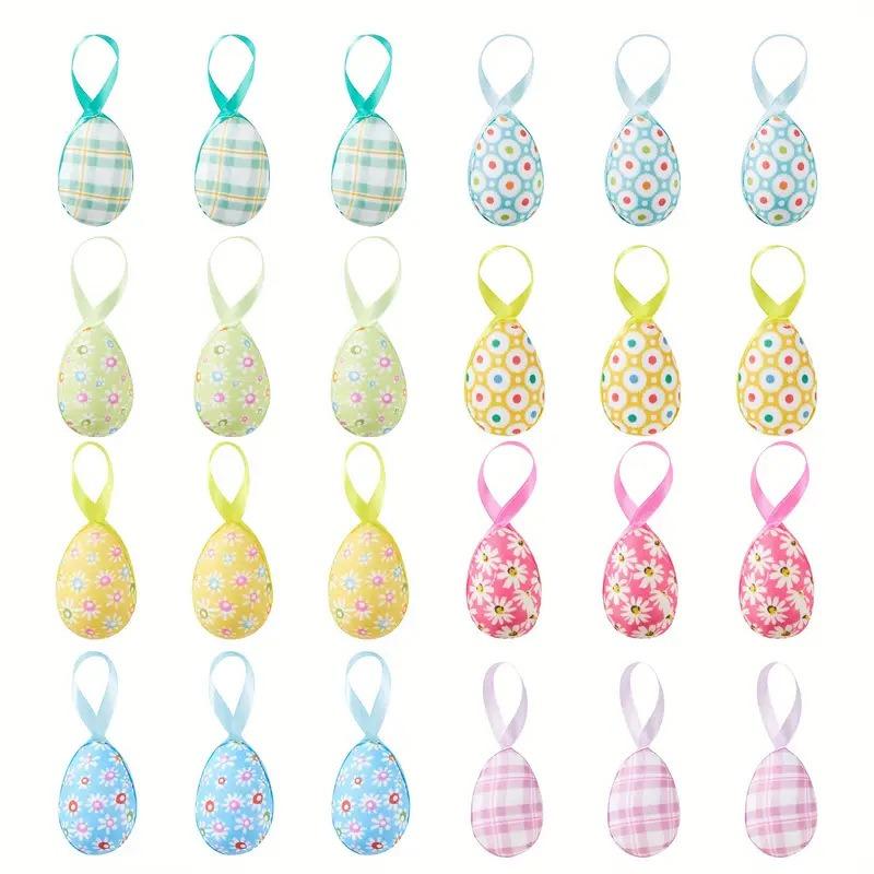Indoor Party Decoration Props Easter Atmosphere Flower Dot Grid Pattern Foam Egg Hanging Festival Scene Decoration Props