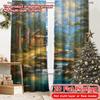 2D FLAT PRINTING 2pcs Curtains (Without Rod) Mountain Retreat Scene New Year Holiday Curtains Polyester Curtains Decorations