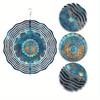 Bohemian Wind Spinner Outdoor Decor 10 Inch Hanging Garden Ornament with 360 Swivel Hook Blue Teal Gold Metal All Season Gift