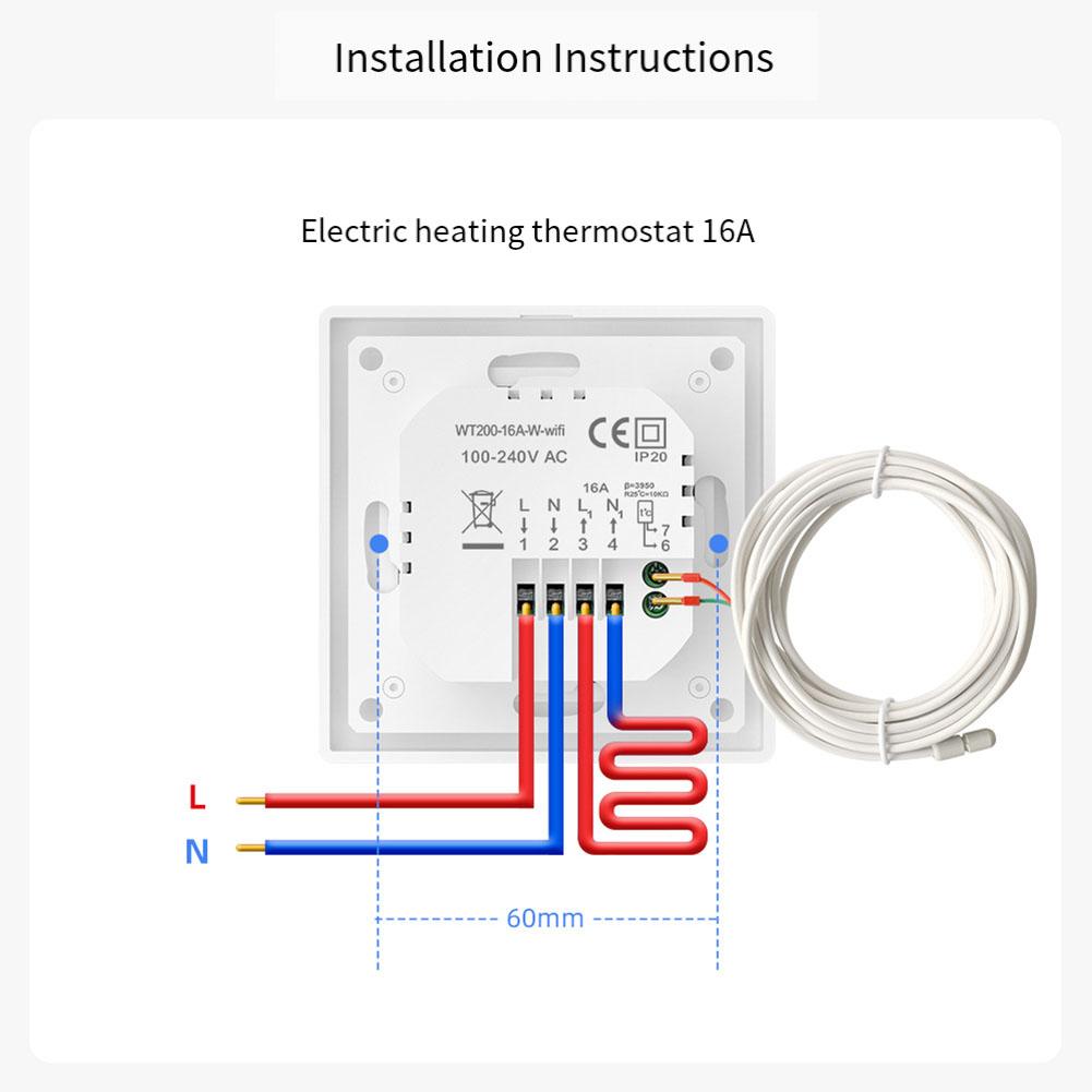 For Tuya WiFi Smart Thermostat Temperature Control Switch with Child Lock for Floor Heating and Wall Mounted Boilers