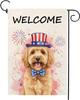 Welcome 4th of July Garden Ag 12x18 Inch Double Sided Outdoor For Golden Doodle Dog Lovers Independence Day Patriotic Amer SSL