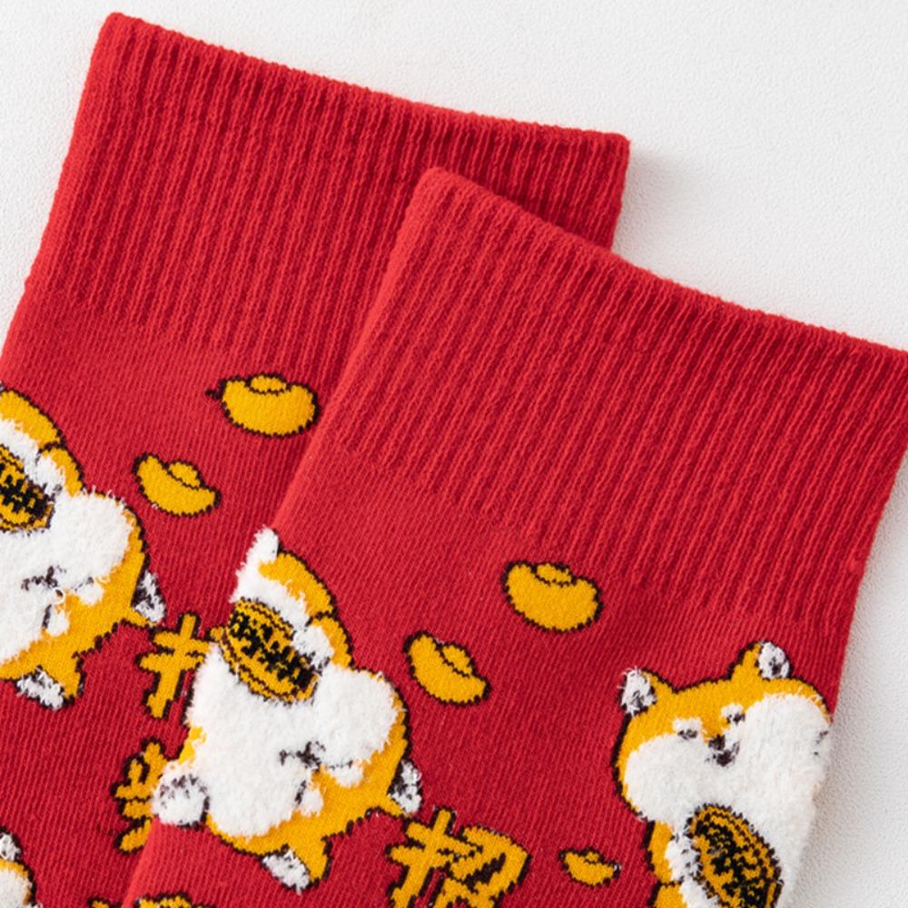 1pair Lucky Cat Red Socks Cotton Women Socks New New Year's Socks  Women
