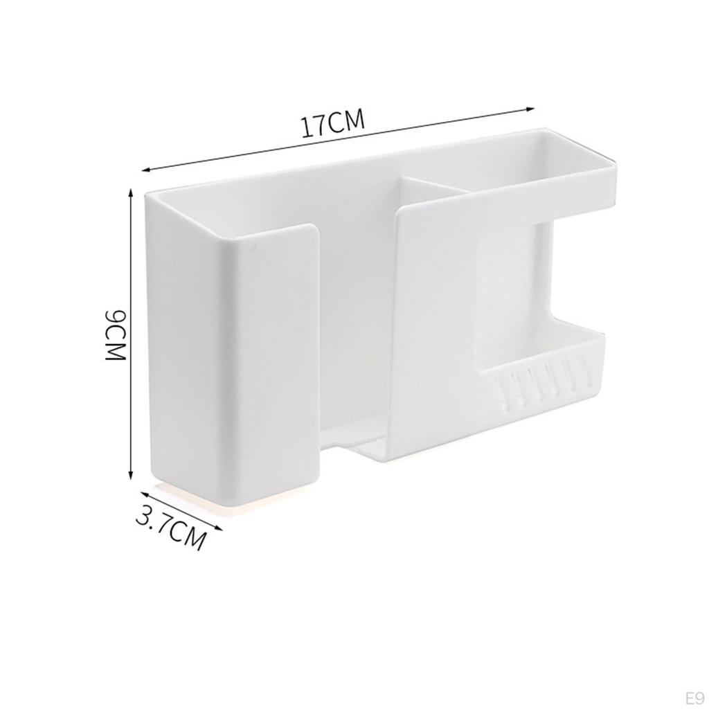Double Layer Wall Mounted Organizer Box Holder Punch Free TV Remote Control Storage Phone Plug