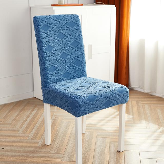 Plush Jacquard Elasticity Chair Cover High Back Universal Dimension Rattan Chair Covers For Dining Space Cooking Space Office Home
