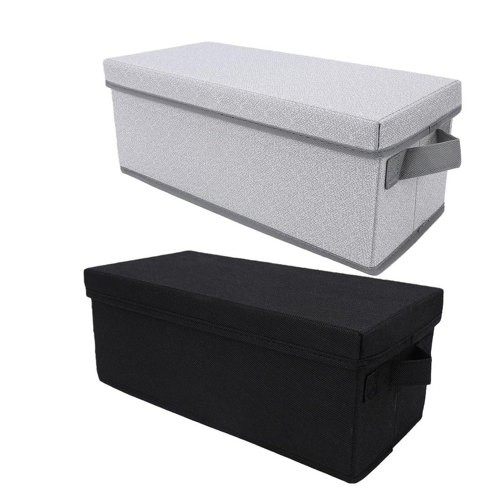 2PCS CD Storage Box with Lid Foldable High Capacity Stackable DVD Holder Case for Desktop Gray White+Black