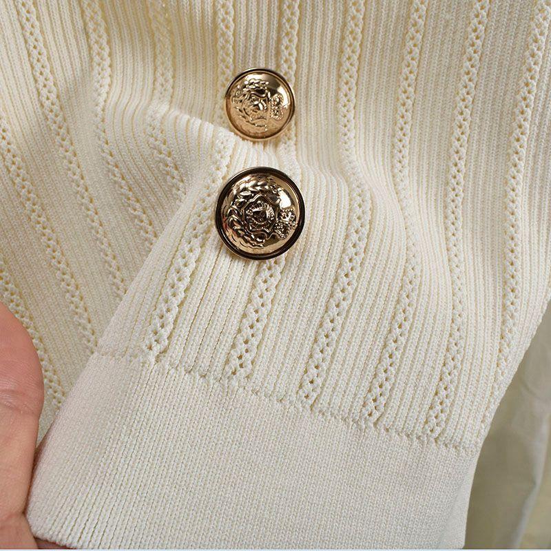Withdraw from Cupboard Classic Style Square Collar Short Silm High Waist Long Sleeves Knitting Clothing Patchwork Pure Color Pullover Stylish Women