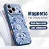 Magnetisch Für Magsafe Hülle Für iPhone 17 Pro Max Blau Rose Blumen Muster Hautgefühl Abdeckung Für iPhone 16 15 14 13 Pro Max
