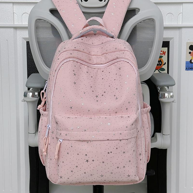 Schoolbag Korean Ins College Wind Star Backpack Women's Large Capacity High School Student Lightweight School Bag New Middle School Student Backpack