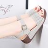 Women Beige Wedge Chunky Sandals Casual Brown Height Increase Platform Sandals for Mother Over Sized
