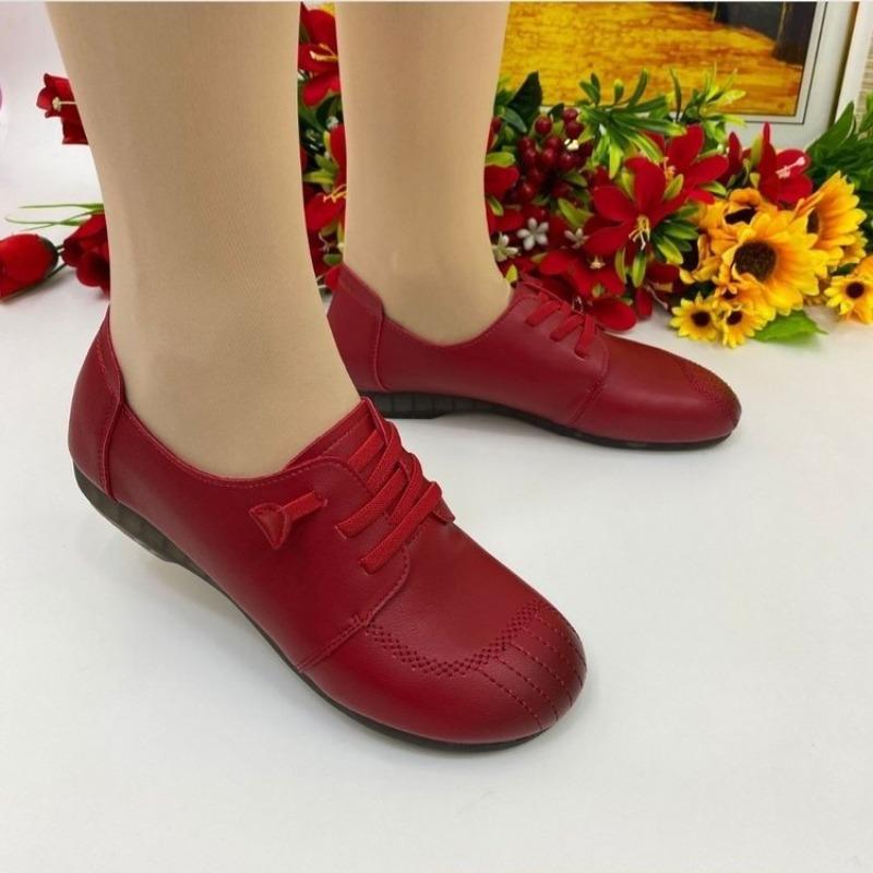 Single shoes women's autumn new soft leather thick heel fashionable and comfortable versatile lightweight round head women's shoes