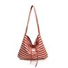 Striped Canvas Bag Lazy Wind Tote Bag Student Large Capacity Casual Shoulder Bag