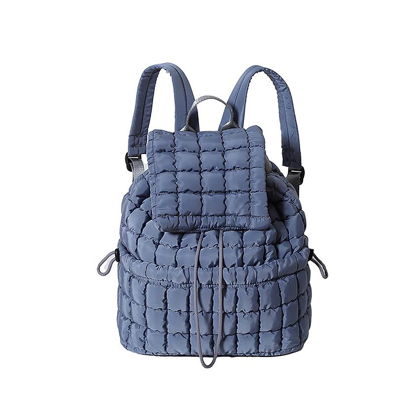 Schoolbag Down backpack Women's new cotton bag Fashion pleated cloud bag Commuter travel Large capacity backpack
