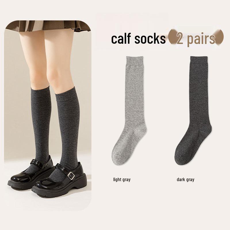 JK Style Over-the-Knee Calf Socks - Women's Autumn Winter Cotton Sweat-Absorbent Slimming Micro-Pressure Long Socks
