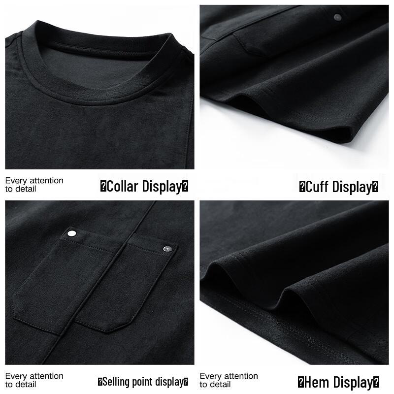T-shirt da uomo VUUG a tinta unita con taschino, vestibilità larga