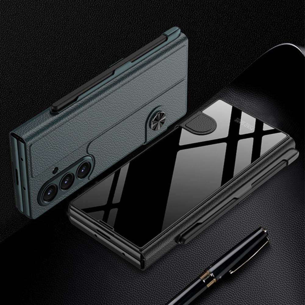 GKK For Samsung Galaxy Z Fold7 5G Case with Pencil Slot Hard PC+PU+Tempered Glass Phone Cover