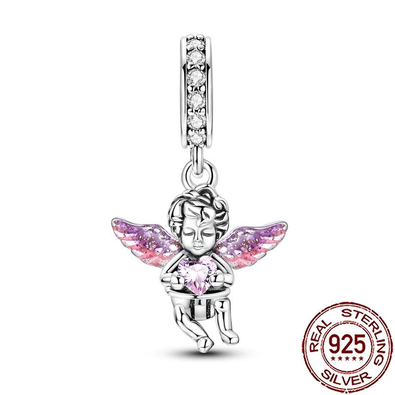 Charms Copper Angel Crucifix Cross Dangle Religious Beads Fit Snake Chain Bracelet Necklace Women Diy Jewelry