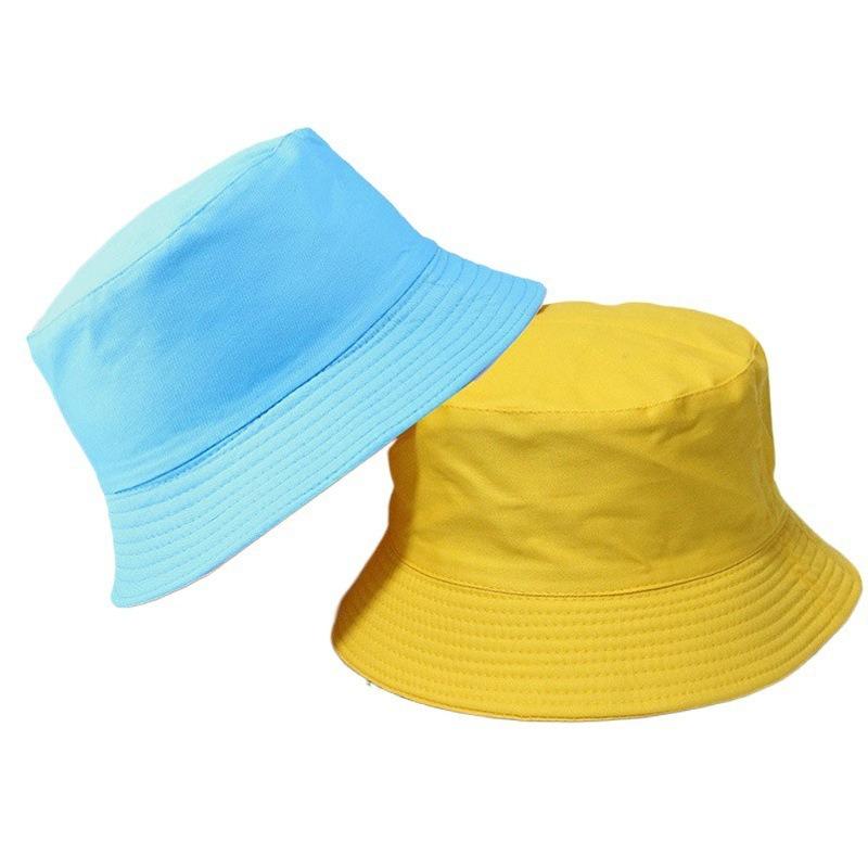 Double-sided bucket hat men's simple casual versatile basin hat women's solid color light board sun hat couple hat tide