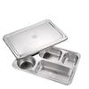 304 Stainless Steel Compartment Tray with Lid: Rectangular Fast Food and Canteen Rice Tray, Chinese Style