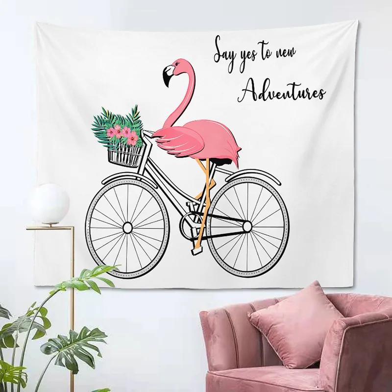 Pink Flamingo Tapestry Wall Background Cloth Sofa Decoration Wild Animals Hanging Tapestry for Bedroom Home Living Room Decor