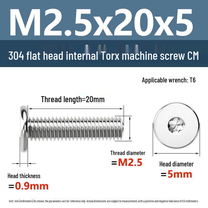 Yigu 304 Stainless Steel Thin Flat Head Torx Screw M2-M8 for Computer Machines
