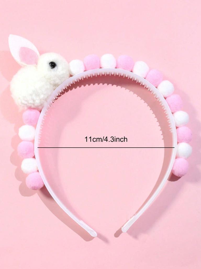 1pc Bunny Headband, Suitable Fluffy Rabbit Ear Headband, Cute Pom Pom Hair Hoop, Holiday Headband, Party Hair Accessory, Hair Decor, Holiday