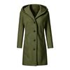 Women's Casual Hooded Single-Breasted Long Woolen Overcoat for Fall and Winter Everyday Wear