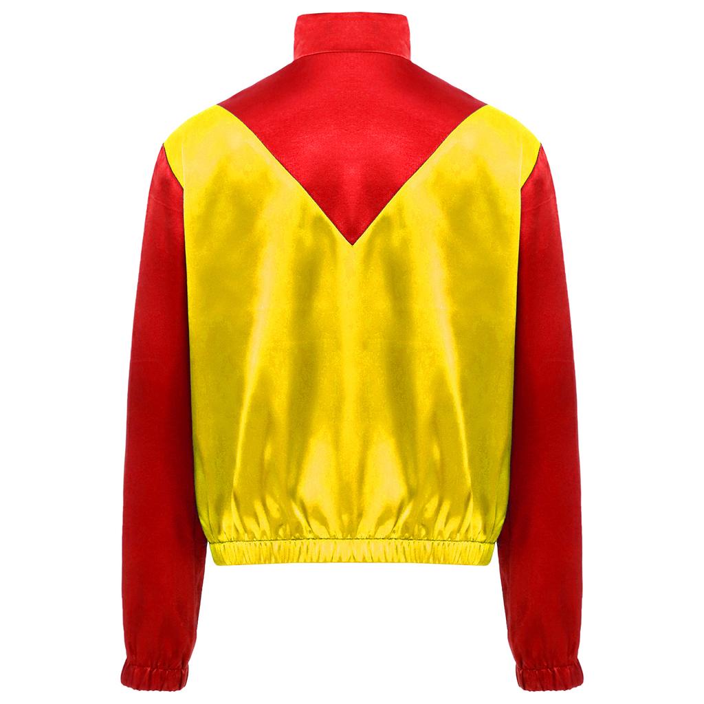 Kids Horse Rider Costume Color Block Mock Neck Zip Up Top Equestrian Training Competition Long Sleeve Outwear