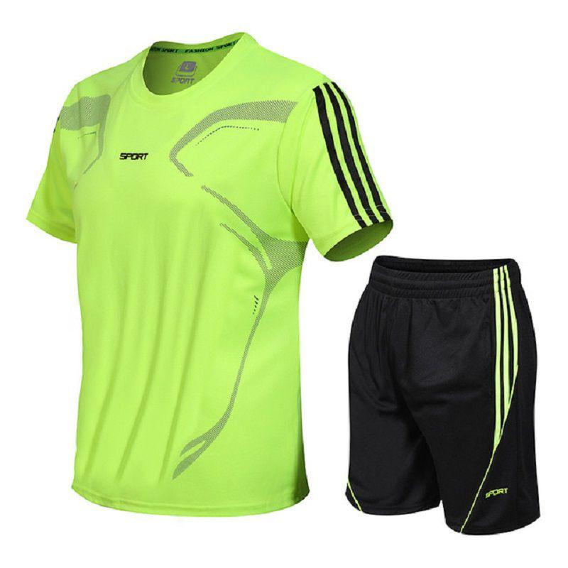 Men's Breathable Quick-drying Running Sport Set Short Sleeve Shirt And Shorts